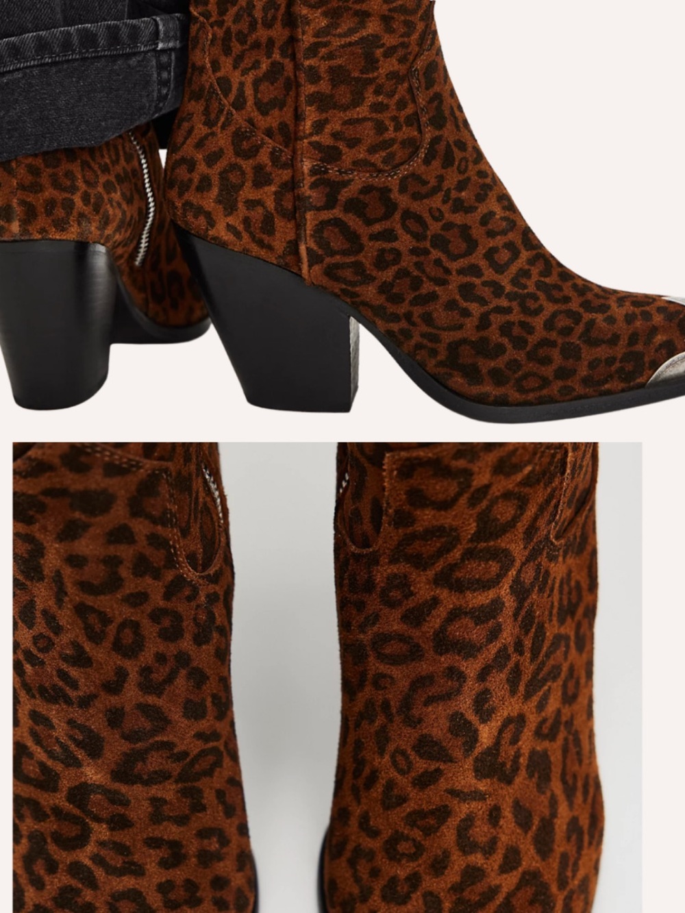 Free People Leopard Print Brown Ankle Booties Size 7.5